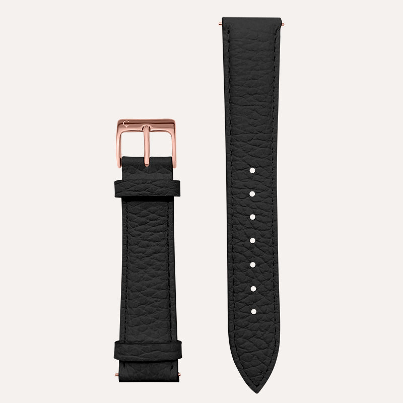 Black Leather Band in Rose Gold